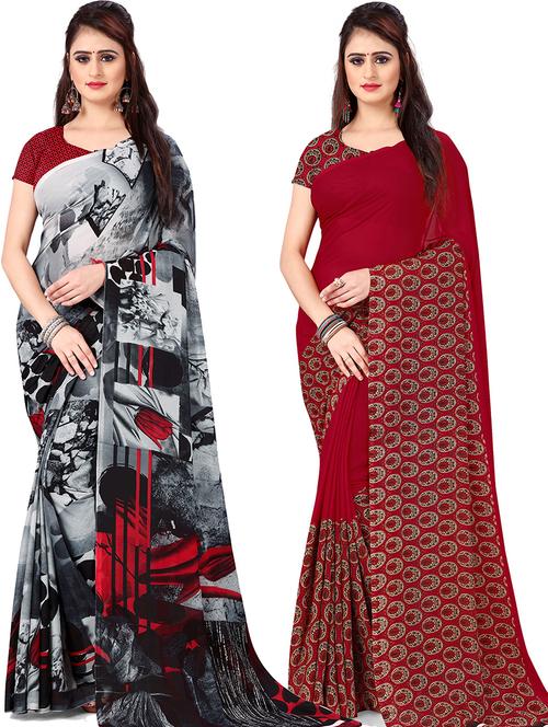 women pack of 2 casual wear combo sarees with blouse - 21479130 - Very Small Image - 1