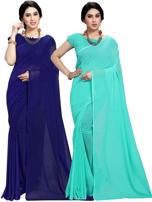 women pack of 2 casual wear combo sarees with blouse - 21479140 - Very Small Image - 1