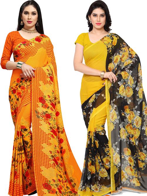 women pack of 2 casual wear combo sarees with blouse - 21479141 - Very Small Image - 1