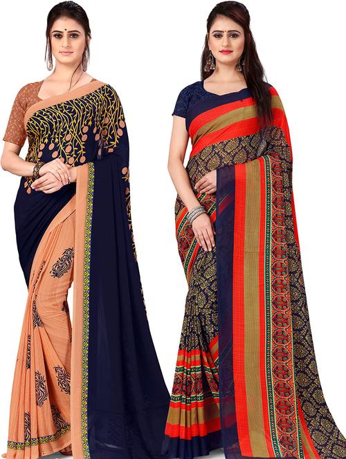 women pack of 2 casual wear combo sarees with blouse - 21479145 - Very Small Image - 1