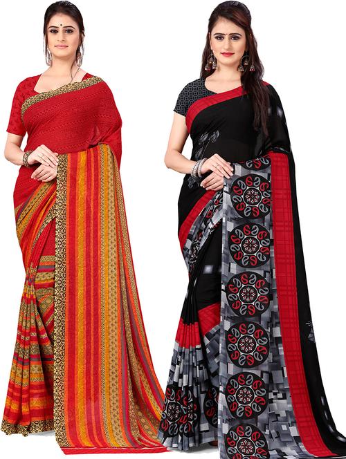 women pack of 2 casual wear sarees with blouse - 21479152 - Very Small Image - 1
