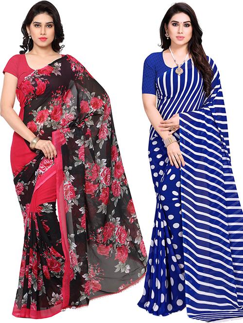 women pack of 2 casual wear combo sarees with blouse - 21479154 - Very Small Image - 1
