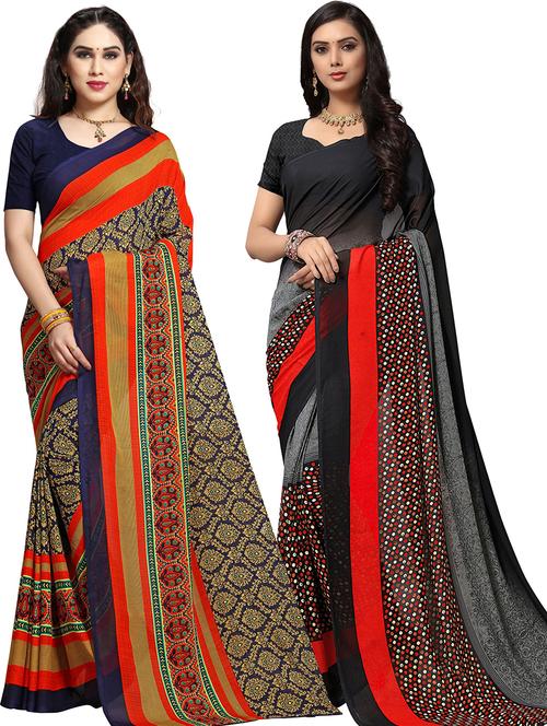 women pack of 2 casual wear combo sarees with blouse - 21479162 - Very Small Image - 1