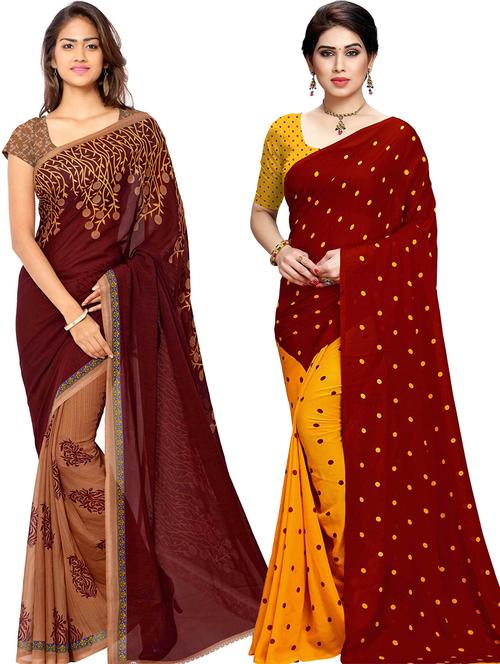 women pack of 2 casual wear combo sarees with blouse - 21479167 - Very Small Image - 1