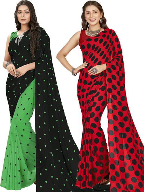 women pack of 2 casual wear combo sarees with blouse - 21479171 - Very Small Image - 1