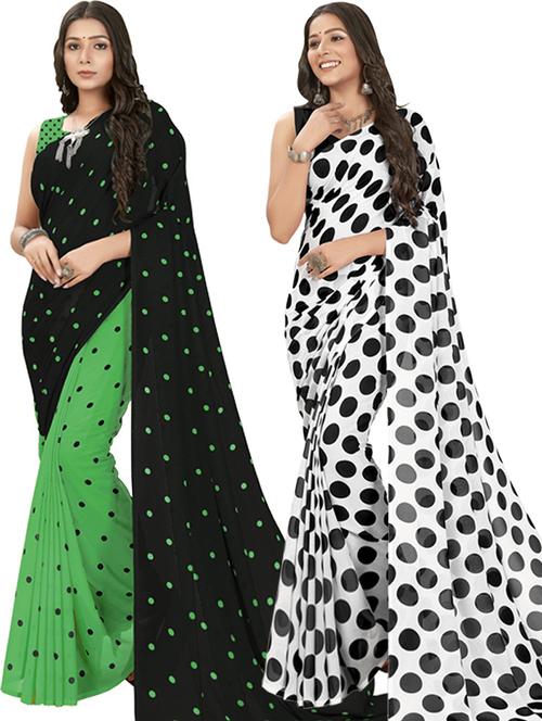 women pack of 2 casual wear sarees with blouse - 21479172 - Very Small Image - 1