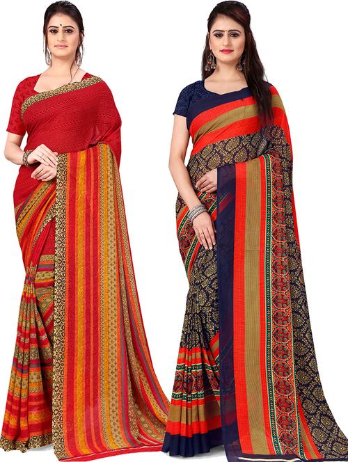 women pack of 2 casual wear combo sarees with blouse - 21479178 - Very Small Image - 1