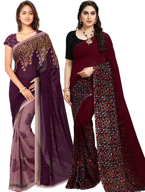 women pack of 2 casual wear combo sarees with blouse - 21479198 - Very Small Image - 1