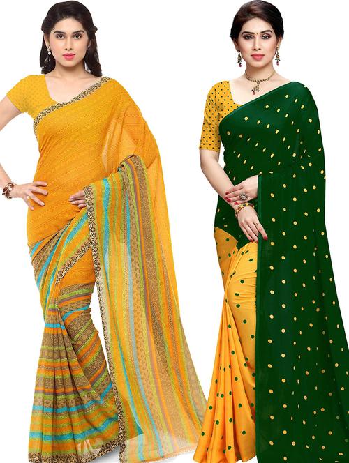 women pack of 2 casual wear sarees with blouse - 21479204 - Very Small Image - 1