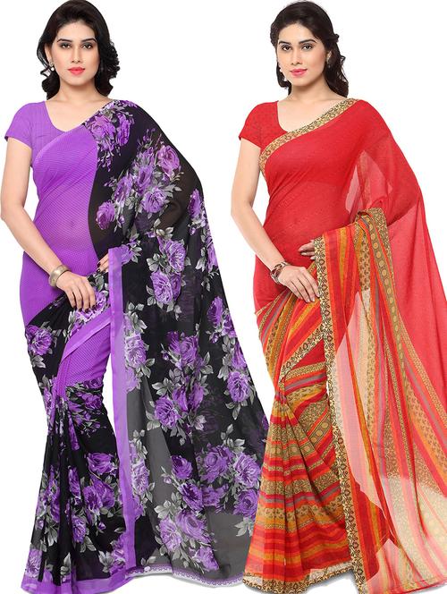 women pack of 2 casual wear combo sarees with blouse - 21479208 - Very Small Image - 1