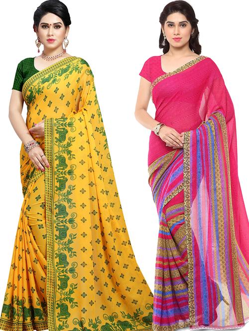 women pack of 2 casual wear combo sarees with blouse - 21479218 - Very Small Image - 1