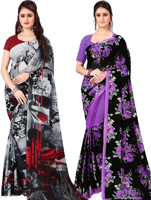 women pack of 2 casual wear combo sarees with blouse - 21479223 - Very Small Image - 1