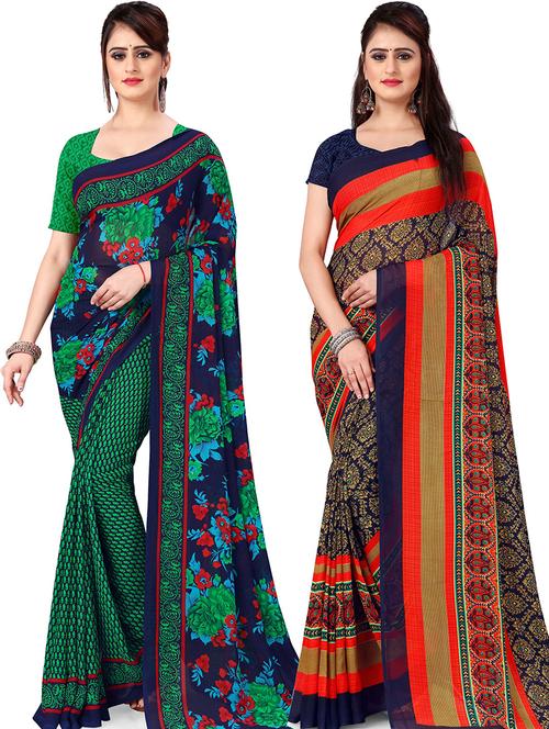 women pack of 2 casual wear combo sarees with blouse - 21479237 - Very Small Image - 1