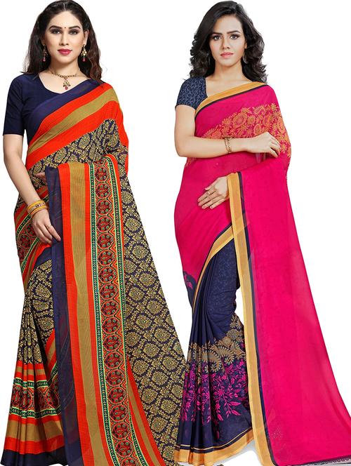 women pack of 2 casual wear combo sarees with blouse - 21479238 - Very Small Image - 1