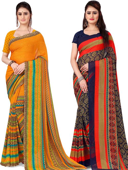 women pack of 2 casual wear combo sarees with blouse - 21479239 - Very Small Image - 1