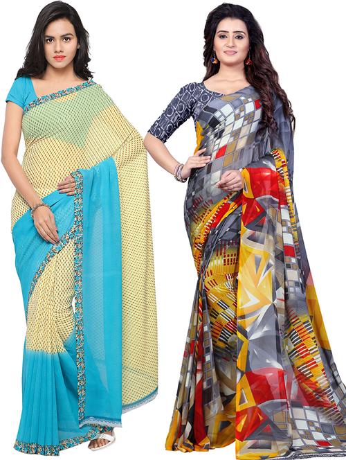 women pack of 2 casual wear combo sarees with blouse - 21479242 - Very Small Image - 1