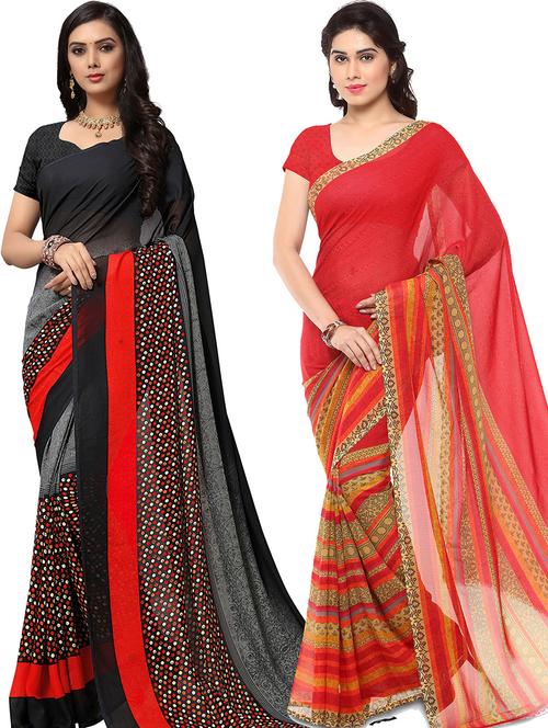 women pack of 2 casual wear combo sarees with blouse - 21479249 - Very Small Image - 1