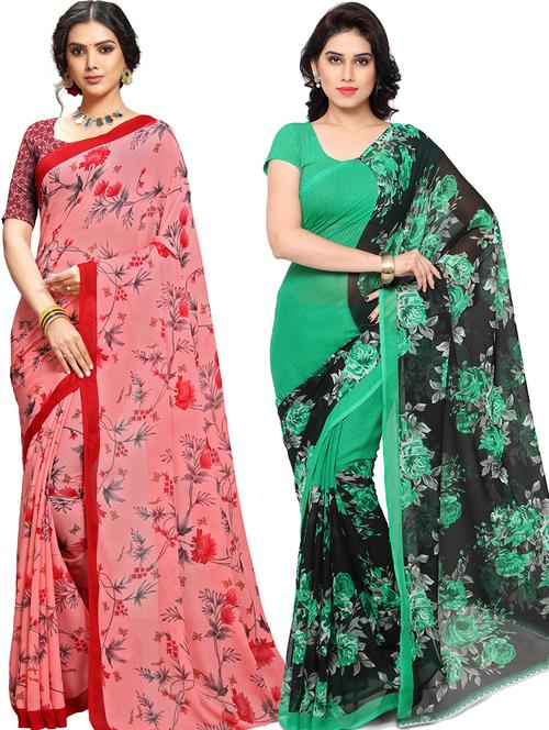 women pack of 2 casual wear combo sarees with blouse - 21479250 - Very Small Image - 1