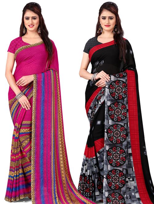 women pack of 2 casual wear combo sarees with blouse - 21479269 - Very Small Image - 1