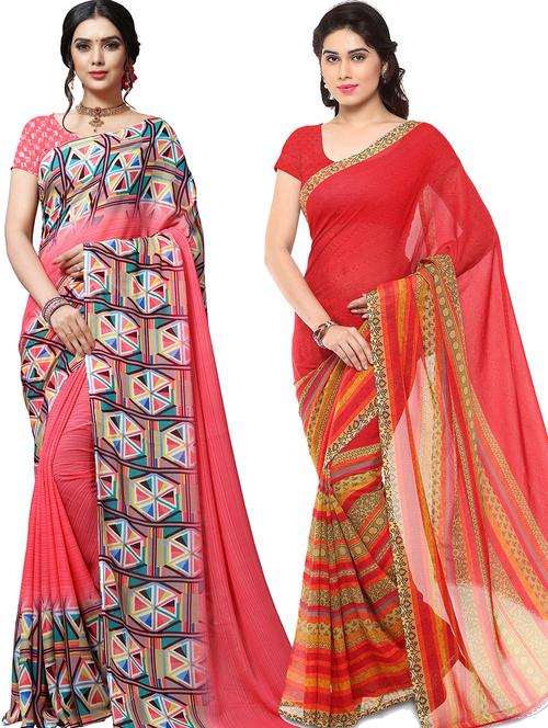 women pack of 2 casual wear combo sarees with blouse - 21479272 - Very Small Image - 1