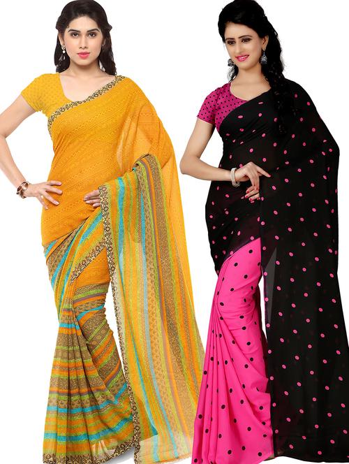 women pack of 2 casual wear combo sarees with blouse - 21479282 - Very Small Image - 1