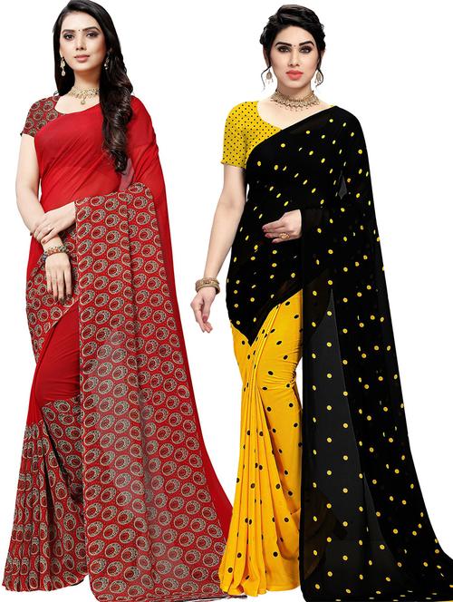 women pack of 2 casual wear combo sarees with blouse - 21479283 - Very Small Image - 1