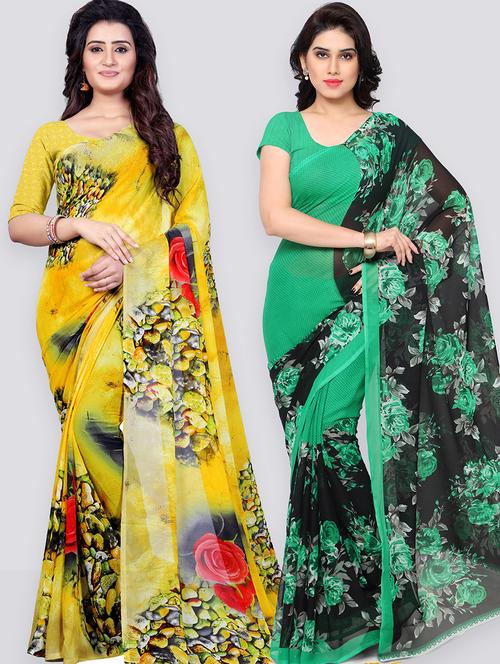 women pack of 2 casual wear sarees with blouse - 21479293 - Very Small Image - 1