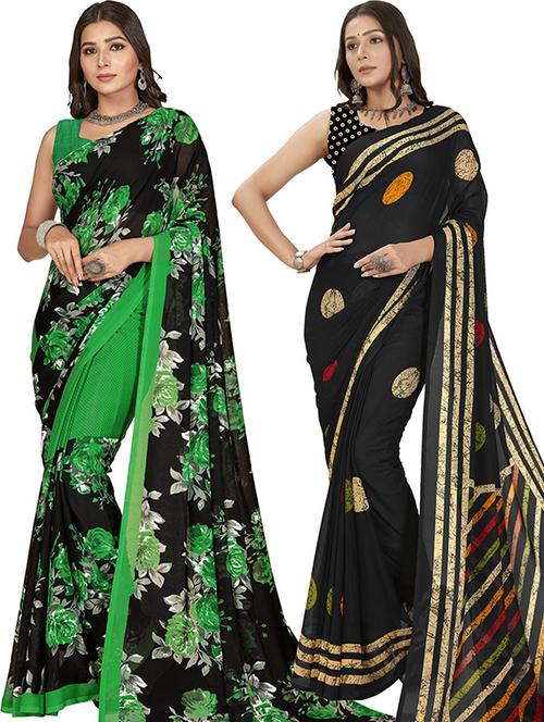 women pack of 2 casual wear combo sarees with blouse - 21479301 - Very Small Image - 1