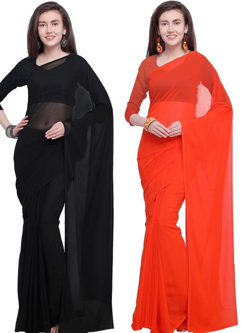 women pack of 2 casual wear combo sarees with blouse - 21479302 - Very Small Image - 1