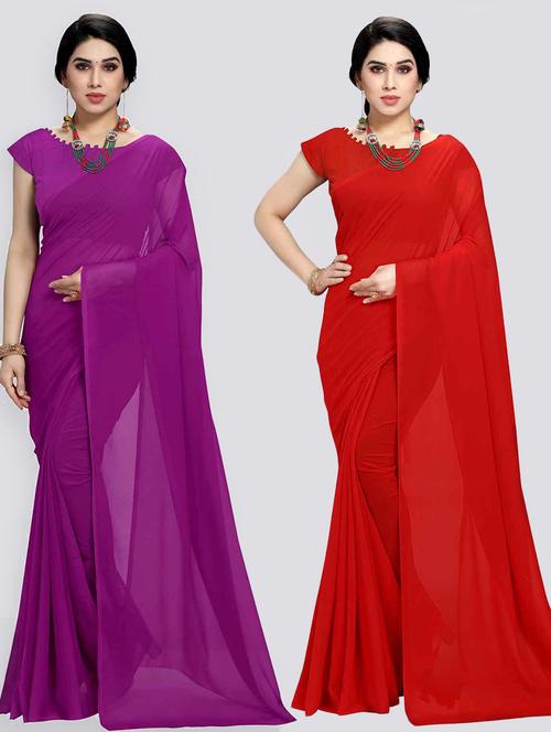 women pack of 2 casual wear combo sarees with blouse - 21479303 - Very Small Image - 1