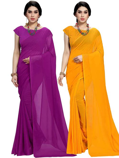 women pack of 2 casual wear sarees with blouse - 21479304 - Very Small Image - 1