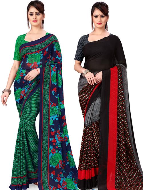 women pack of 2 casual wear combo sarees with blouse - 21479307 - Very Small Image - 1