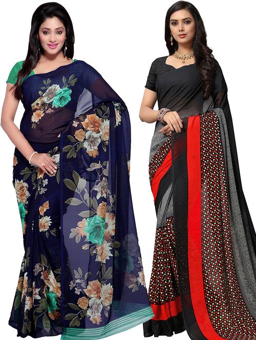 women pack of 2 casual wear combo sarees with blouse - 21479313 - Very Small Image - 1