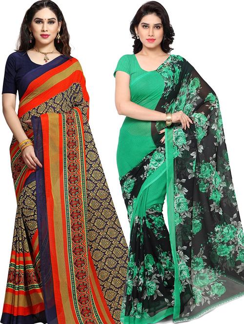 women pack of 2 casual wear combo sarees with blouse - 21479314 - Very Small Image - 1