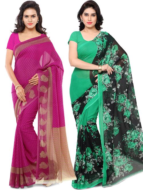 women pack of 2 casual wear combo sarees with blouse - 21479329 - Very Small Image - 1