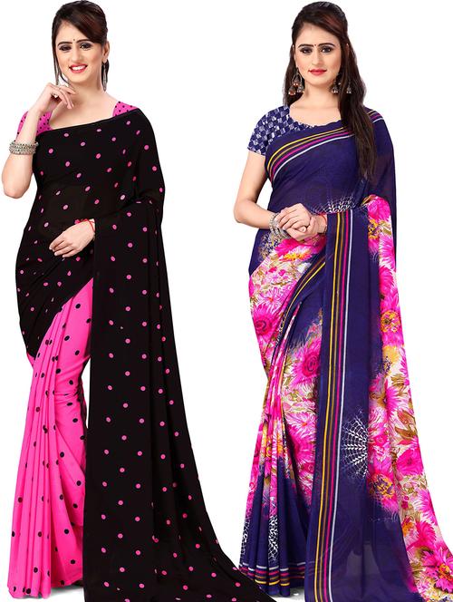 women pack of 2 casual wear combo sarees with blouse - 21479335 - Very Small Image - 1