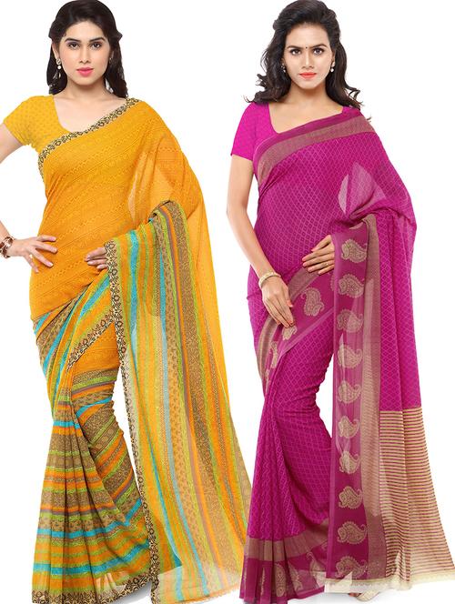 women pack of 2 casual wear combo sarees with blouse - 21479344 - Very Small Image - 1