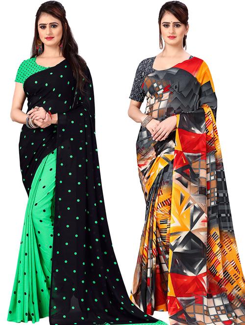 women pack of 2 casual wear combo sarees with blouse - 21479350 - Very Small Image - 1