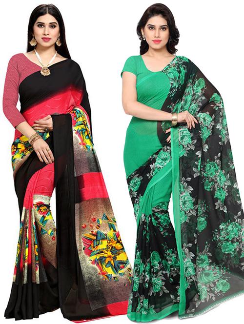 women pack of 2 casual wear combo sarees with blouse - 21479354 - Very Small Image - 1