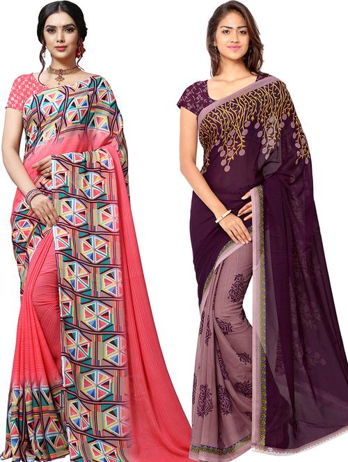 women pack of 2 casual wear combo sarees with blouse - 21479363 - Very Small Image - 1