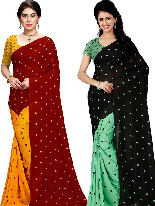 women pack of 2 casual wear combo sarees with blouse - 21479365 - Very Small Image - 1