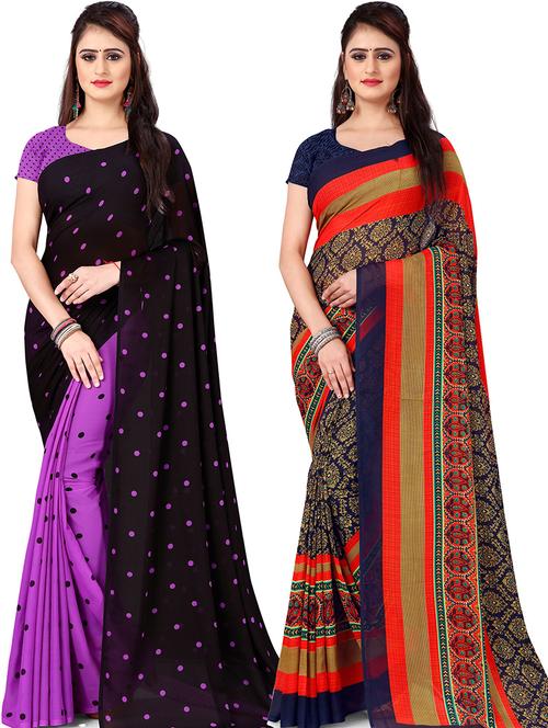 women pack of 2 casual wear combo sarees with blouse - 21479366 - Very Small Image - 1