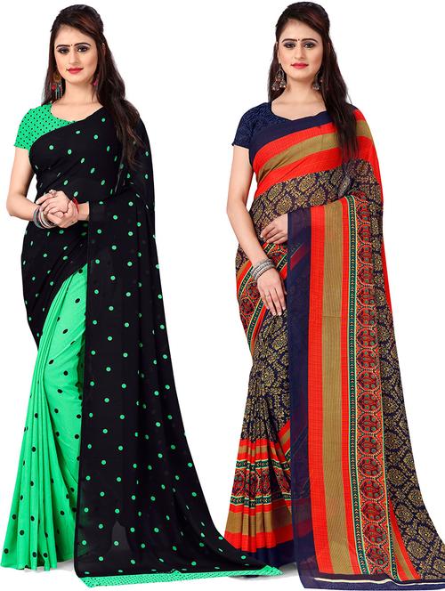women pack of 2 casual wear combo sarees with blouse - 21479377 - Very Small Image - 1