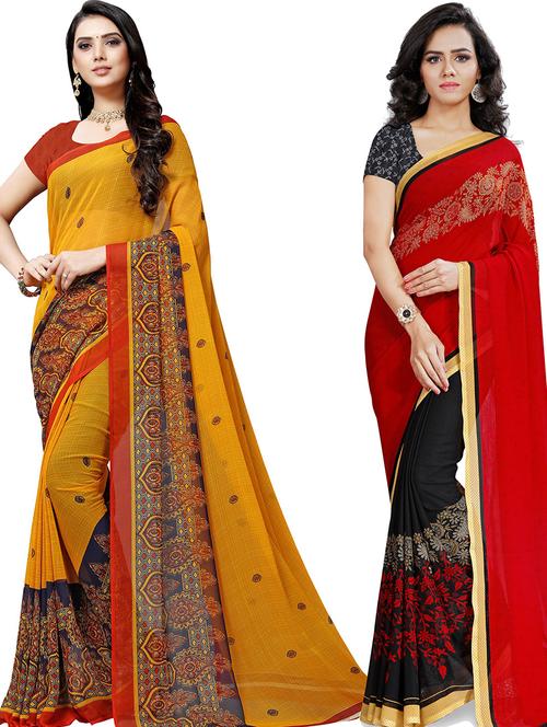 women pack of 2 casual wear combo sarees with blouse - 21479380 - Very Small Image - 1