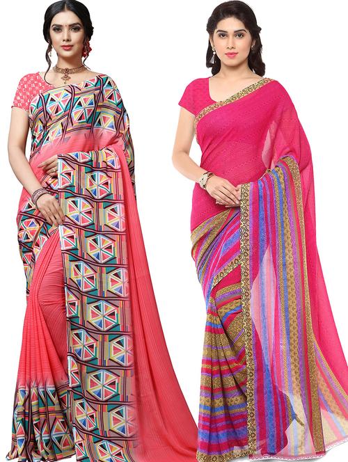 women pack of 2 casual wear combo sarees with blouse - 21479382 - Very Small Image - 1