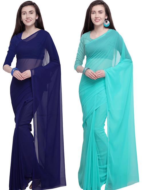 women pack of 2 casual wear combo sarees with blouse - 21479409 - Very Small Image - 1
