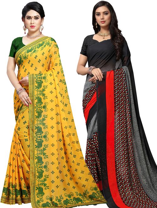 women pack of 2 casual wear combo sarees with blouse - 21479413 - Very Small Image - 1