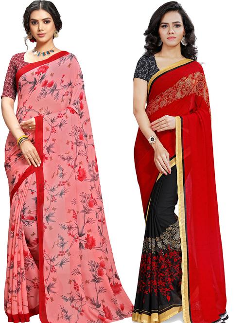 women pack of 2 casual wear combo sarees with blouse - 21479425 - Very Small Image - 1