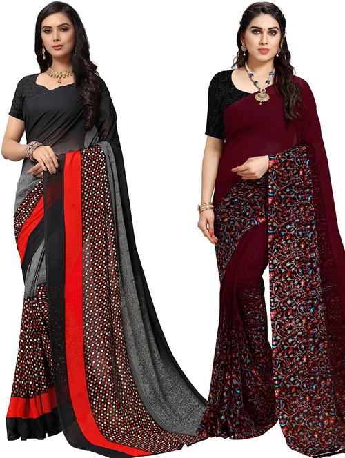 women pack of 2 casual wear combo sarees with blouse - 21479427 - Very Small Image - 1