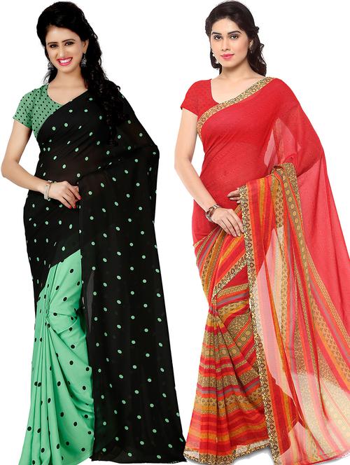 women pack of 2 casual wear combo sarees with blouse - 21479428 - Very Small Image - 1